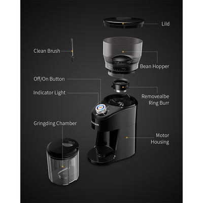 Automatisch Kegel Elektrisch de Koffiemateriaal van Burr Coffee Grinder Precise Setting