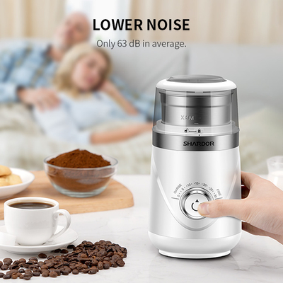 Regelbare Witte Elektrische Koffie Bean Grinder Portable 10 Montages met Roestvrij staalkom