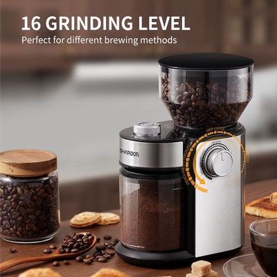 12 kop Elektrisch Blad Burr Coffee Grinder 16 het Malende Slot Burr Flat Silver van Montagessafty