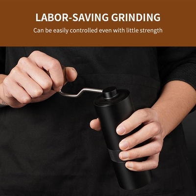 Zwarte 12 Plaatsende Compacte Koffiemolen Dual Bearings Hand Onstabiel Kegelburr grinder