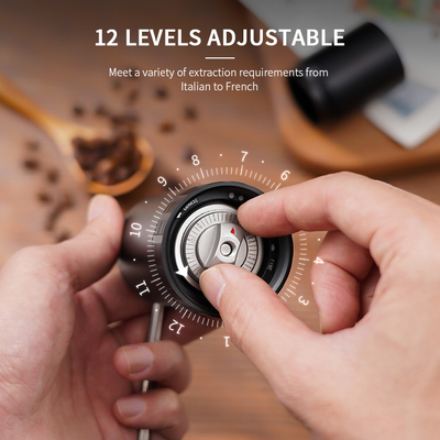 Het regelbare Draagbare Handstaal Burr Grinder van Koffiemolenaluminum alloy stainless